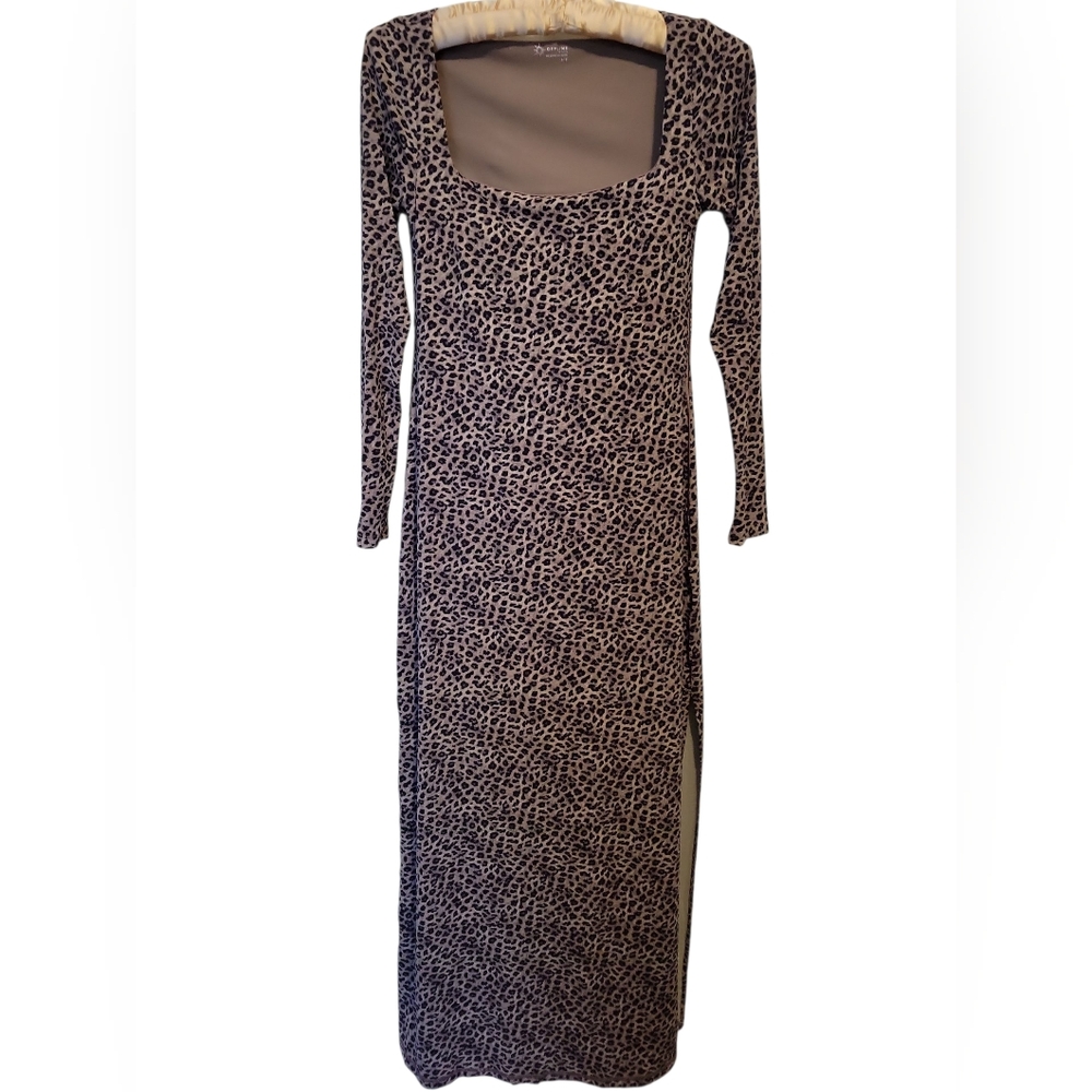 Offline By Aerie | Cheetah Print Bodycon Scoopneck Slit Dress